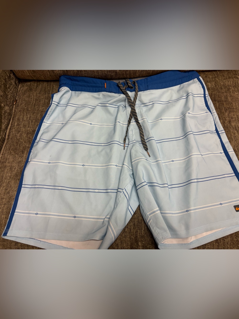 Quiksilver Light Blue and Royal Blue Striped Men's Board Shorts